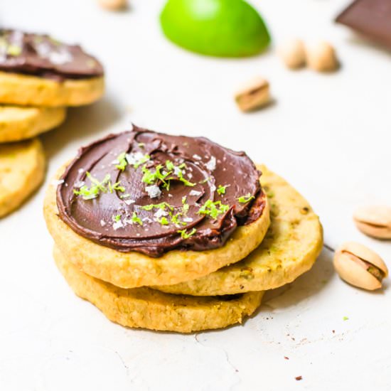 Pistachio lime shortbread cookies