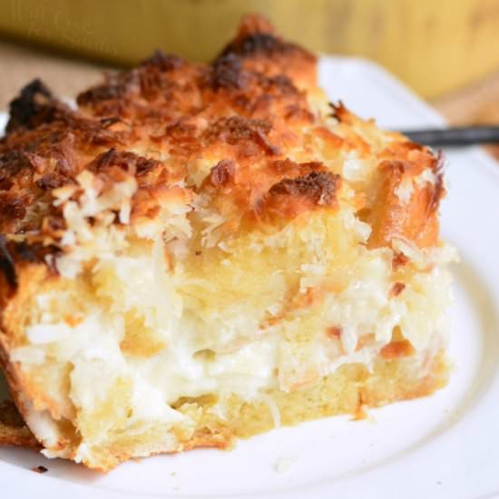 Coconut Cheesecake Bread Pudding