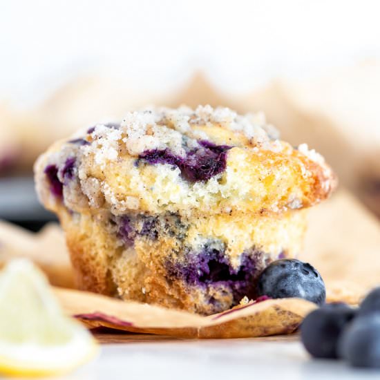 Lemon Blueberry Streusel Muffins