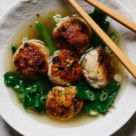 Asian Chicken Rice Balls & Broth
