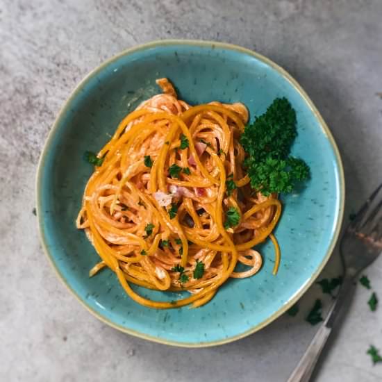 Pumpkin spaghetti carbonara
