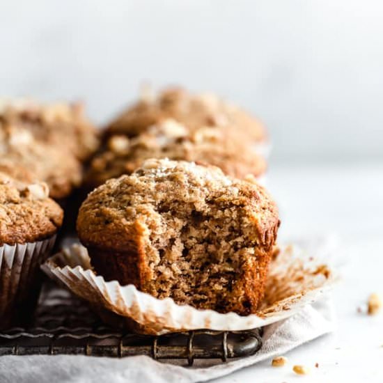 Healthy and easy banana nut muffins