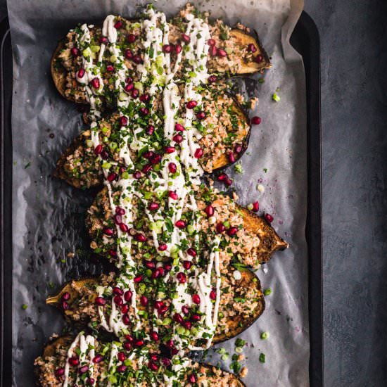 Bulgur Stuffed Eggplant