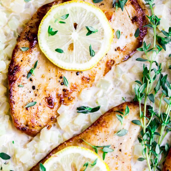 Creamy Lemon Chicken & Cauliflower