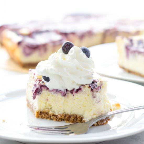 Blueberry Swirl Cheesecake Bars