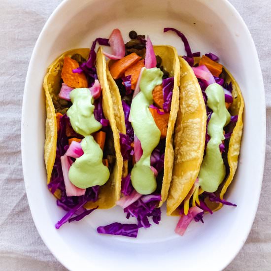 Berbere spiced lentil tacos