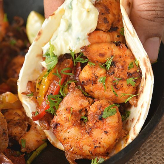 Skillet Shrimp Fajitas