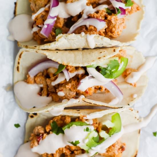 Chicken Tacos with Chipotle Crema