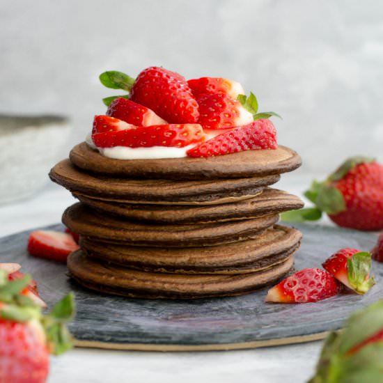 Chocolate avocado pancakes