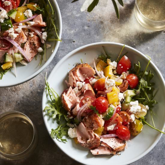 Greek Salad with Salmon