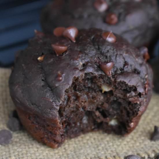 Healthy Chocolate Zucchini Muffins