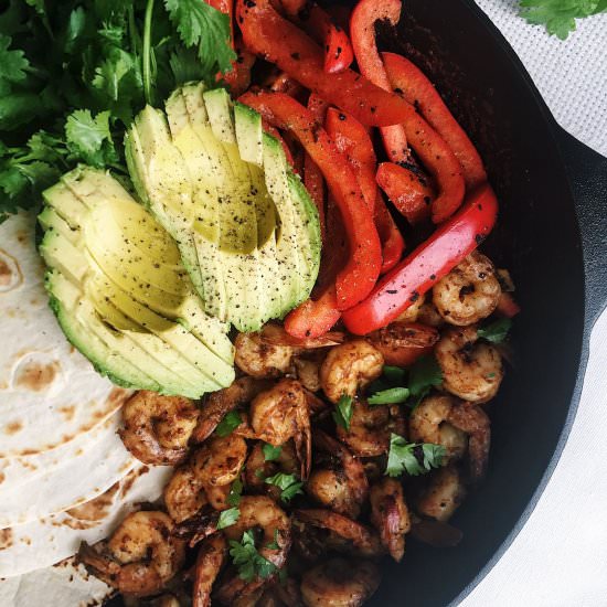 Blackened Shrimp Fajitas