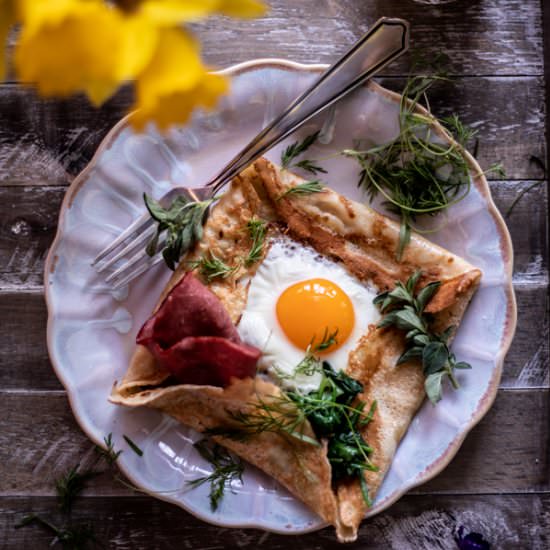 Breakfast Crepes with Spring Herbs