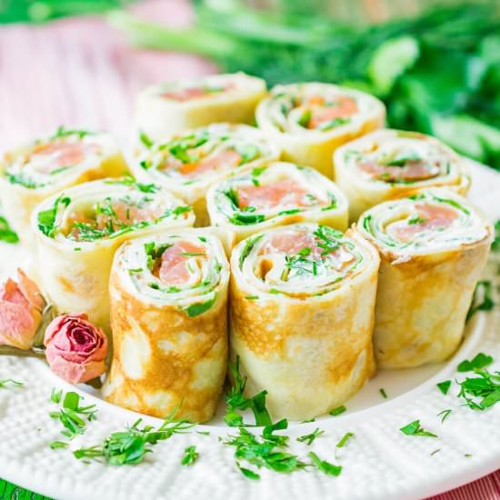 Salmon Pancake Rolls