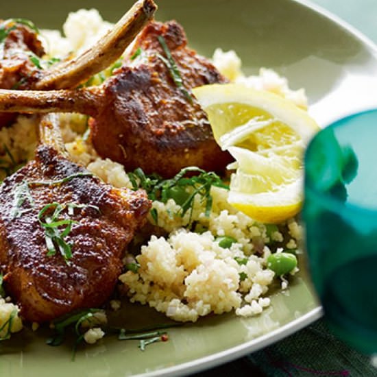 Moroccan lamb cutlets with couscous