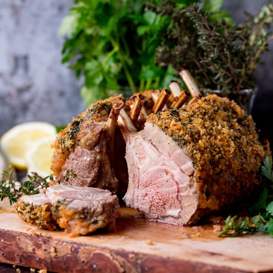 Herb crusted rack of lamb