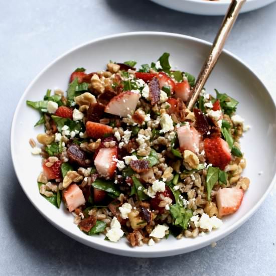 strawberry farro bacon feta salad