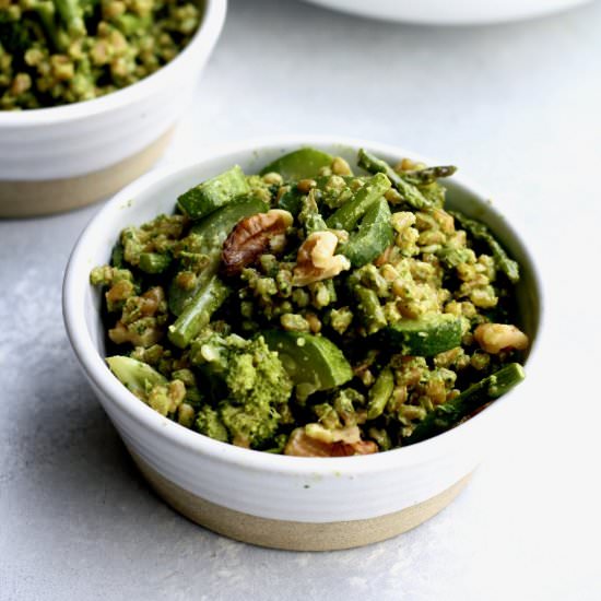 pesto farro with vegetables