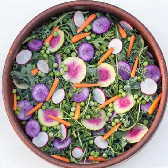 Greens Salad with Radishes & Peas