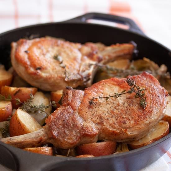 Roast Pork Chop w/ Artichokes