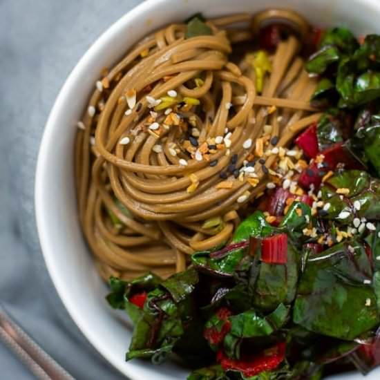 Simple Spicy Soba with Greens