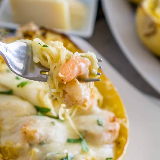 Spaghetti Squash Shrimp Alfredo