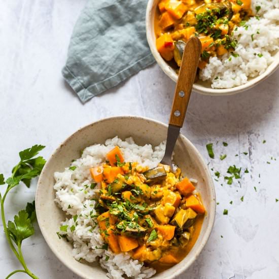 Eggplant Sweet Potato Curry