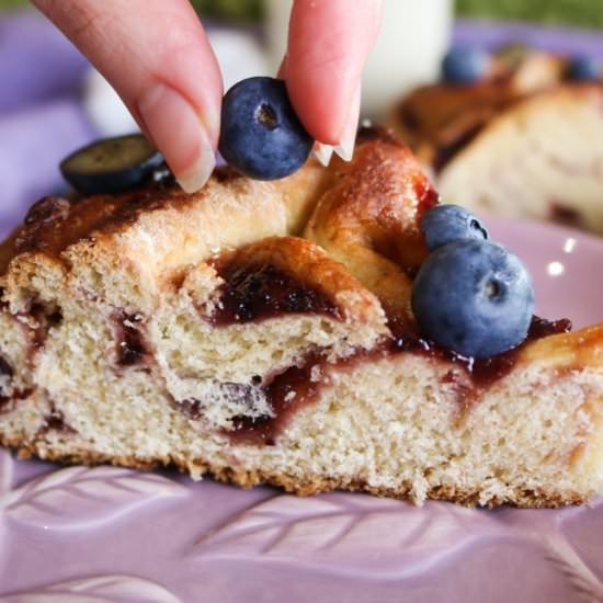Brioche Plum Jam Swirl Cake