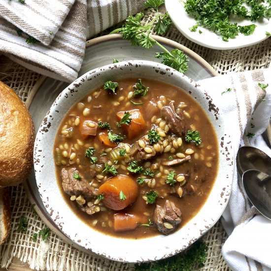 slow cooker beef & barley stew