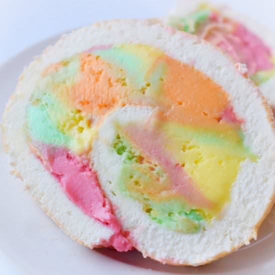 Rainbow Sherbet Cake Roll