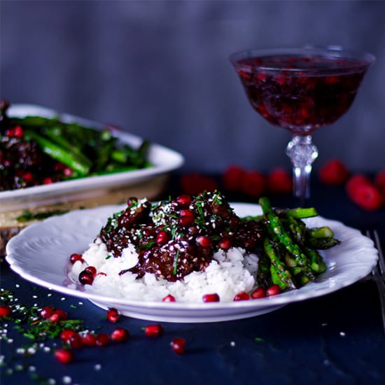 Pomegranate Sesame Chicken