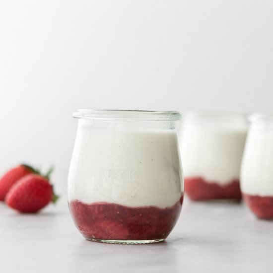 black pepper strawberry panna cotta