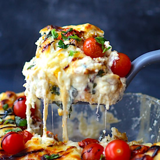 White Chicken Caprese Lasagna