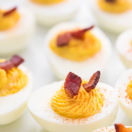 Perfect Deviled Eggs with Bacon