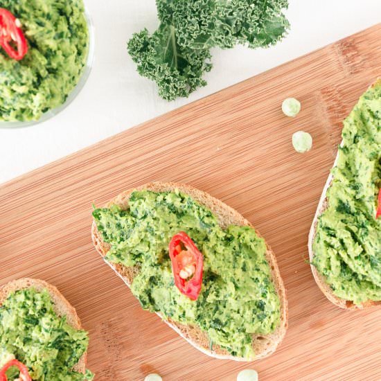 Green pea and kale sandwich spread