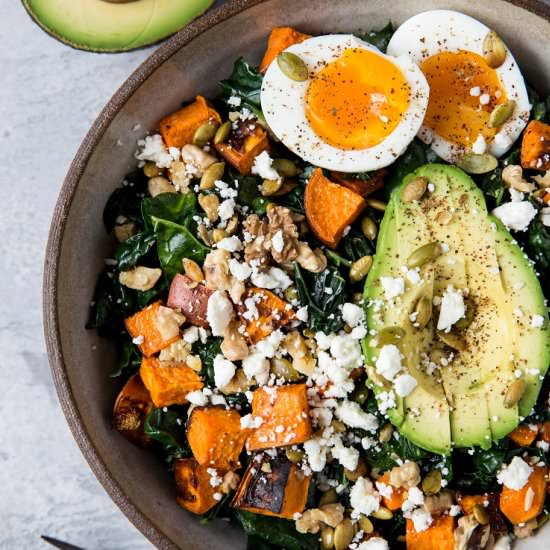Roasted Sweet Potato Kale Salad