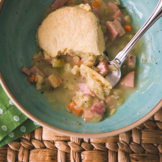 Biscuit-topped ham pot pie