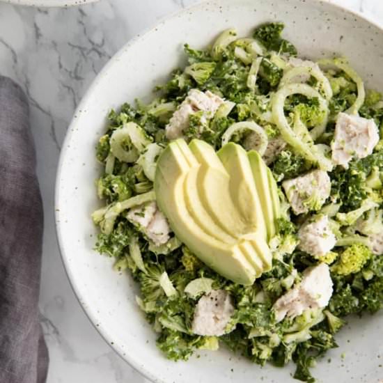 Broccoli Kale Chicken Caesar Salad