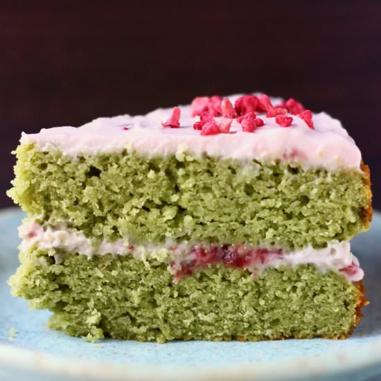 GF Vegan Matcha Strawberry Cake