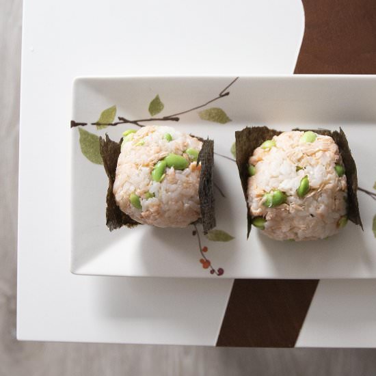 Salmon and Broad Beans Onigiri