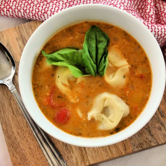 Pesto Vegetable Soup w/Tortellini