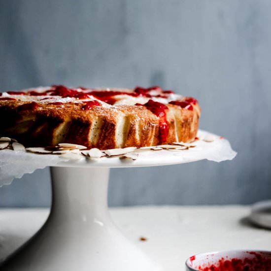 Raspberry Almond Ricotta Cake