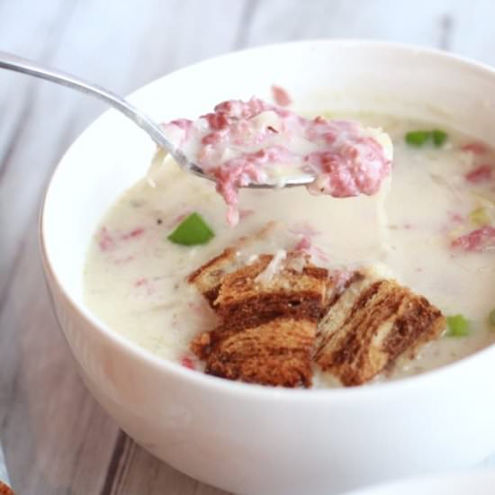 Reuben Soup w/ Homemade Rye Crouton