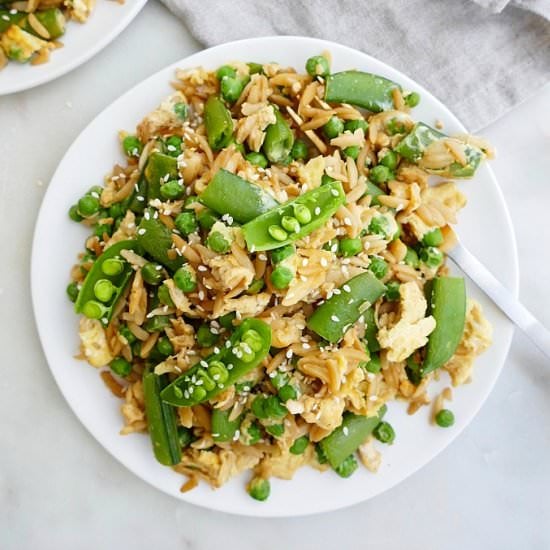 Spring Pea Orzo Fried Rice