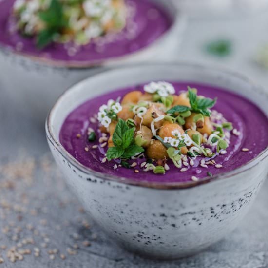 Purple sweet potato and ginger soup