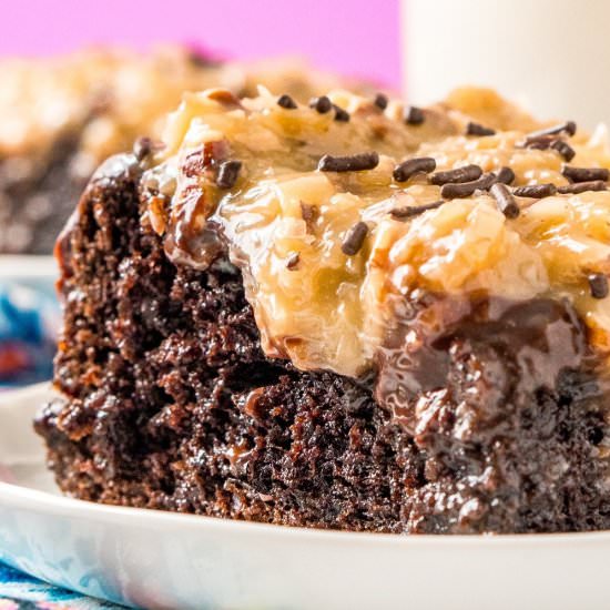 German Chocolate Poke Cake