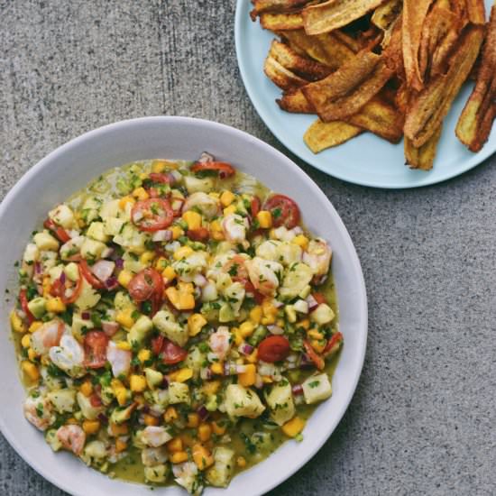 Ceviche with Plantain Chips