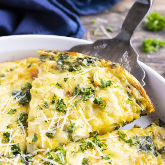 Spinach Artichoke Crustless Quiche