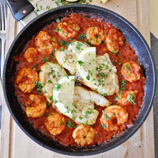Shrimp and Monkfish Skillet