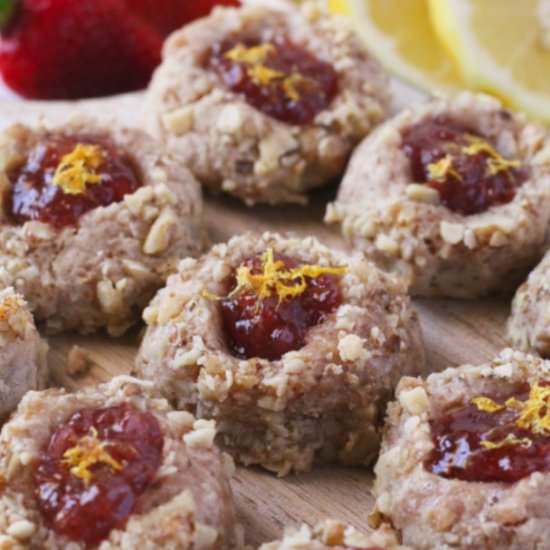 Lemon Strawberry Thumbprint Cookies